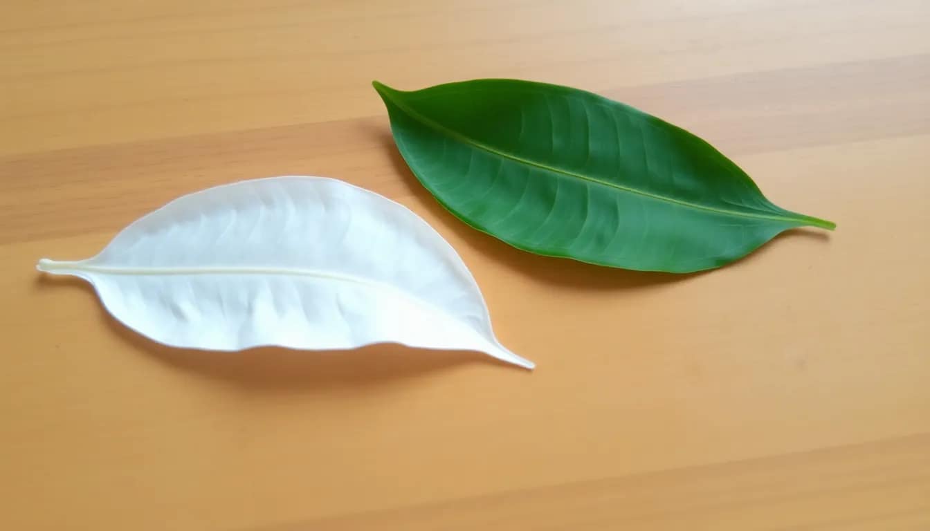 Distinctive tea leaves illustrating white tea vs green tea differences.