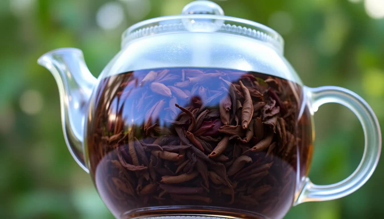 An inviting brewed loose leaf tea visual capturing its rich color and full flavor experience.