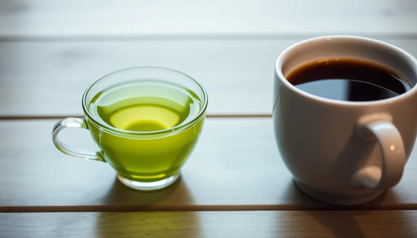 2 leaves and a bud tea - serene green tea vs coffee image