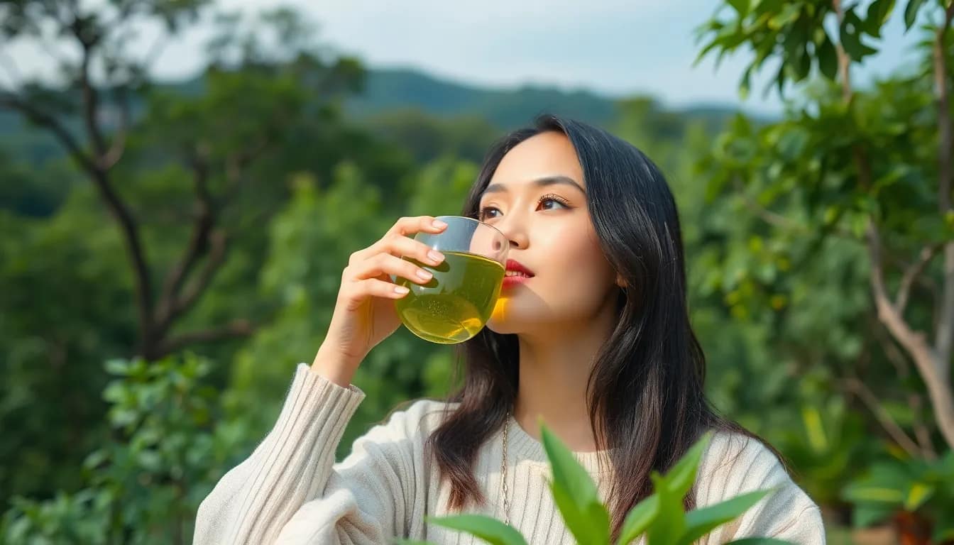 Which green tea is best for skin - natural beauty and wellness depicted with green tea