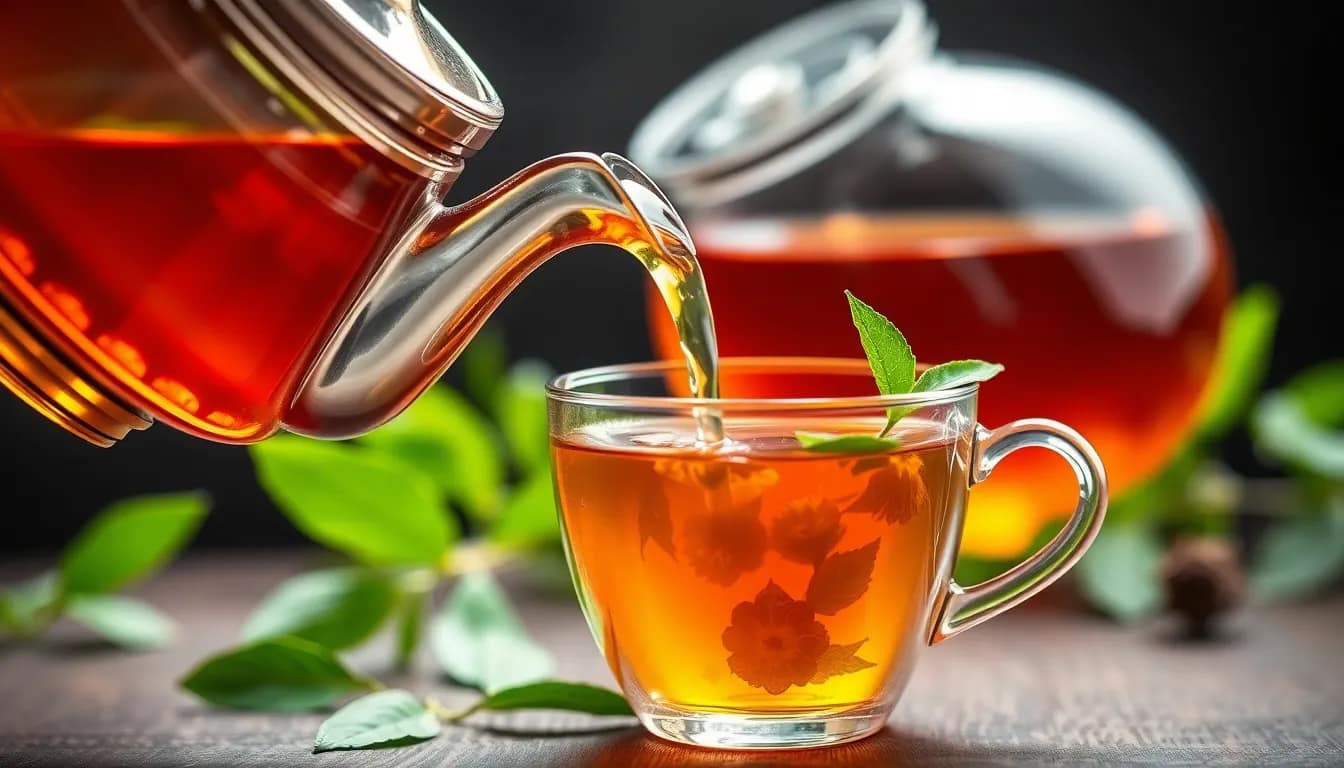 best detox and cleanse tea being poured from teapot