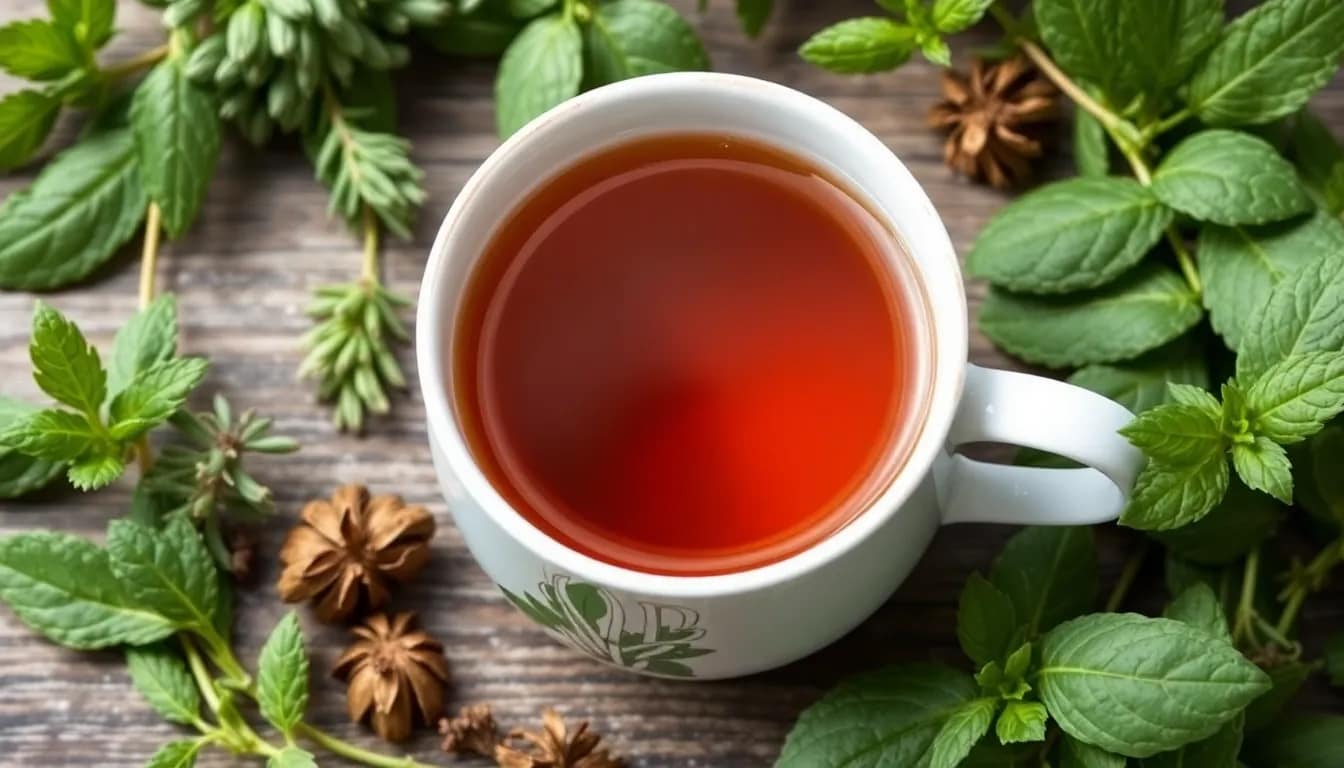 A serene teacup with herbs representing slim tea wellness