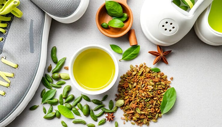 An invigorating display of Green Tea Before Workout featuring blends that enhance energy and focus for exercise.