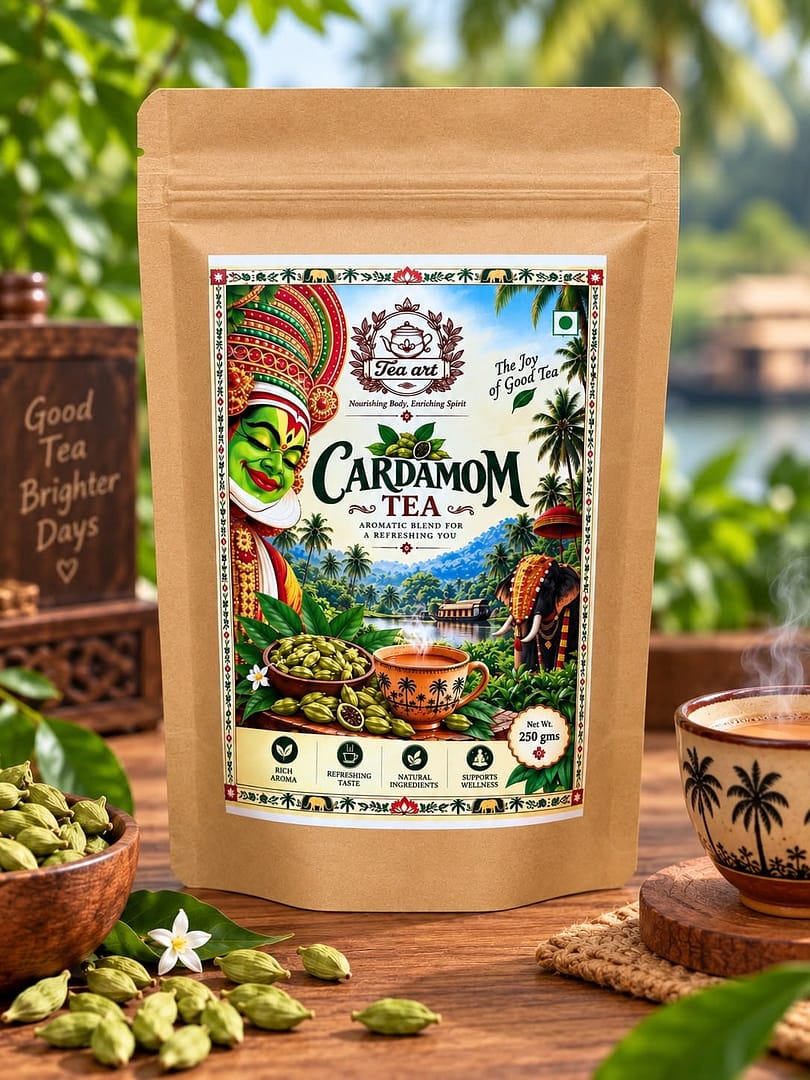 Discover TeaArt Cardamom Tea made with high-quality real cardamom, not artificial flavouring. Rich tea and aromatic cardamom in every comforting cup.