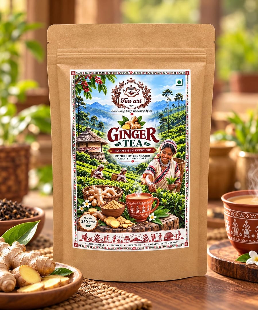Enjoy TeaArt Ginger Tea made with real dried ginger, not artificial flavouring. Bold tea meets warm ginger for a deeply aromatic everyday cup.